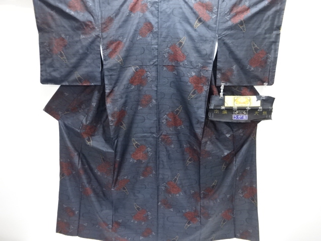 JAPANESE KIMONO / DORO OSHIMA TSUMUGI / WOVEN FLOWER BOAT